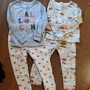 Chick Pea Halloween Kids Pajama Set - Gray, White, and Orange